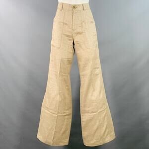 PHILIPPE ADEC Size 2 Gold Beige Linen Blend Wide Leg Dress Pants